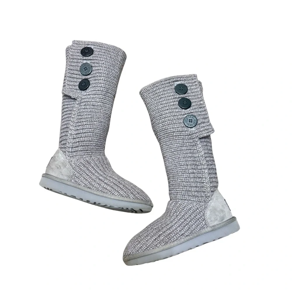 UGG Classic Cardy Knit Gray Boots Women's Size 5 Style 1016555‎